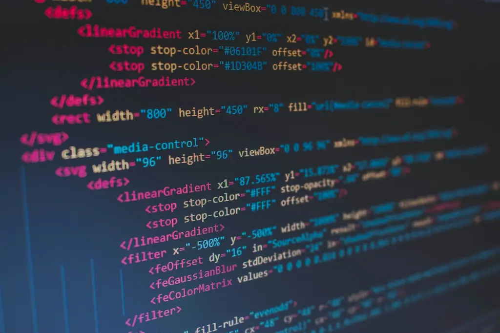 Close-up of source code on a screen representing custom website development